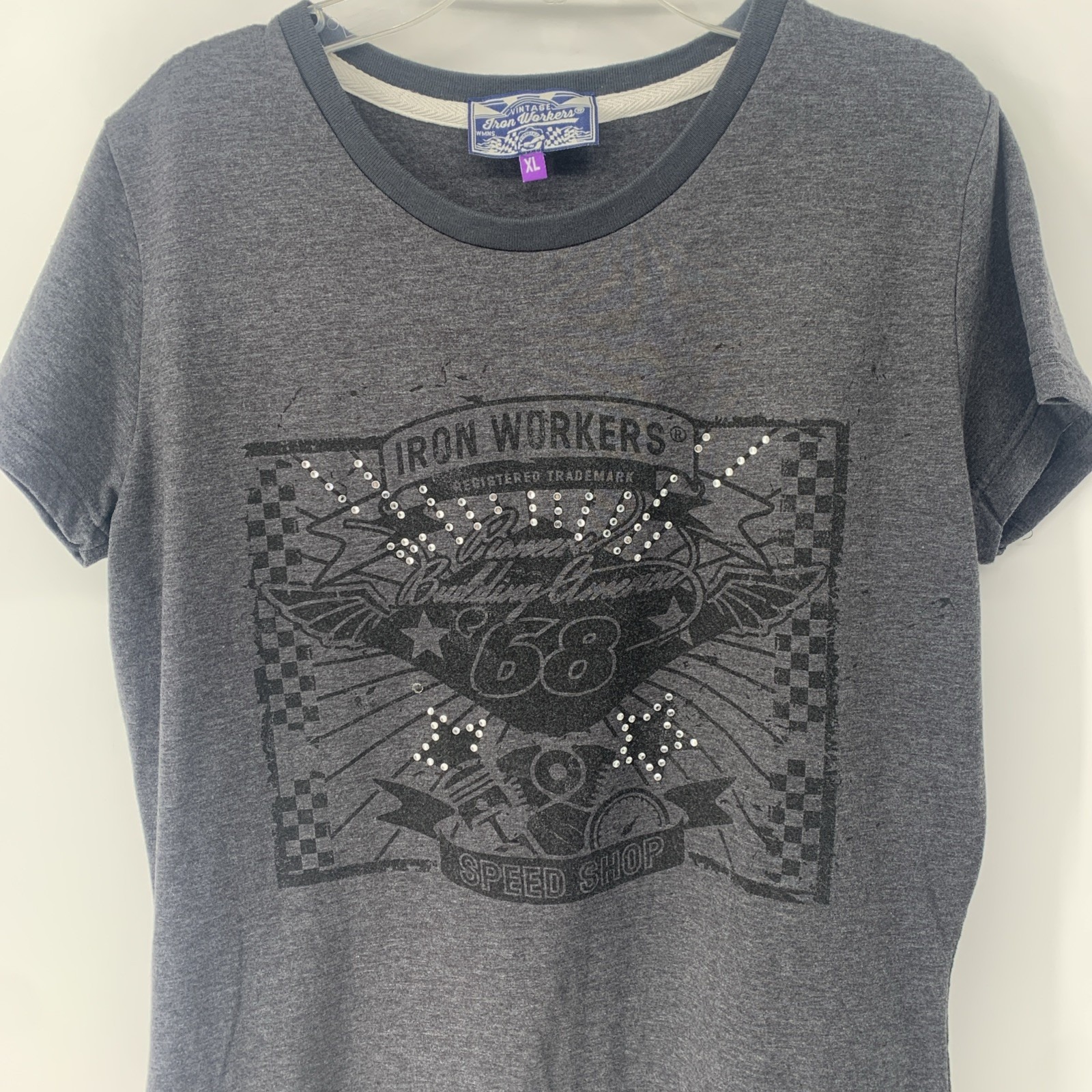 Vintage Iron Workers Brand Tshirt Gray Size Xl Speed Shop 68 Building America